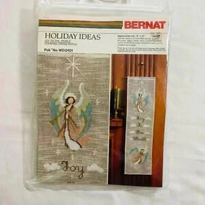 Bernat Christmas Counted Cross Stitch Kit Joy to the World Angel Holiday 1981